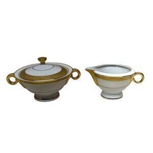 Theodore Haviland New York Athens Sugar with Lid and Creamer USA FLAW